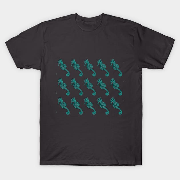 Seahorse pattern - Blue-green T-Shirt by we3enterprises